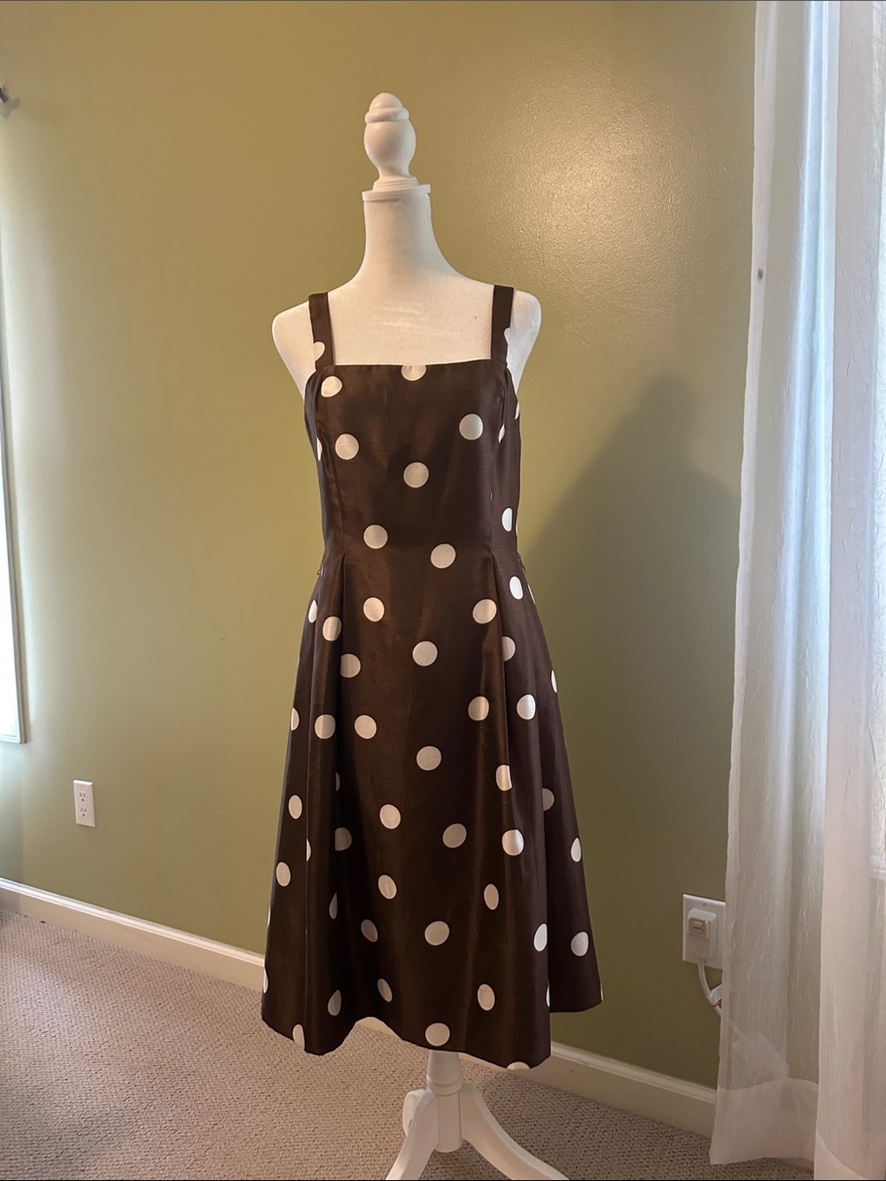 Jessica Howard Brown Polka Dot Sleeveless Midi Dress